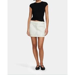 NEW OWNLEY mitchell studded mini skirt in cream